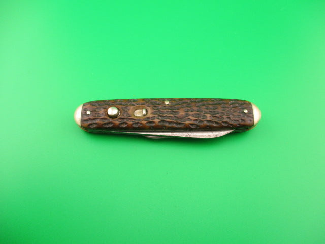 SCHRADE CUT CO Early Large Double 7503 Bone tip bolster antique automatic knife