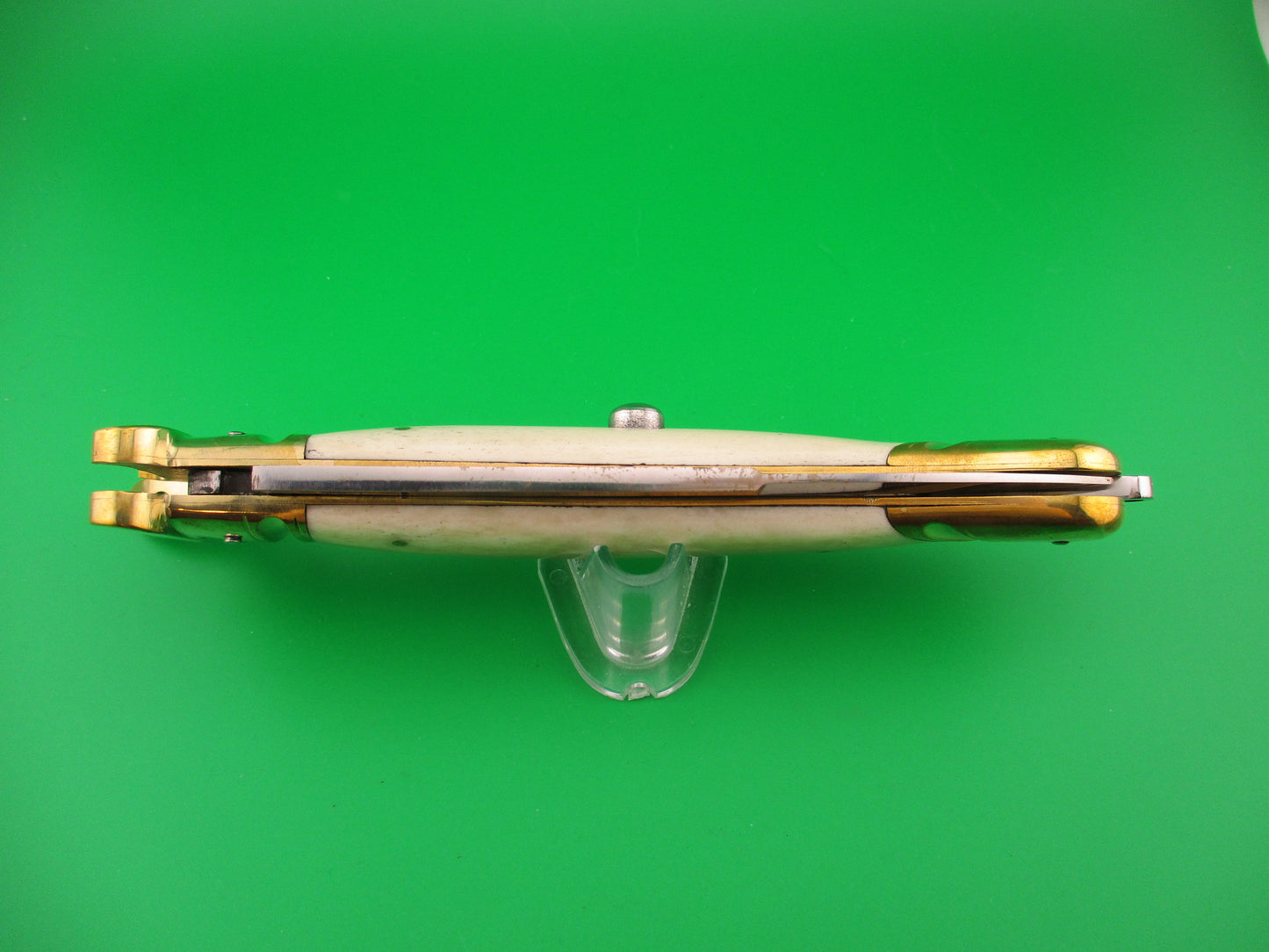 Scarperia Custom 30cm Shell puller Fulcrum Brass & white bone automatic knife