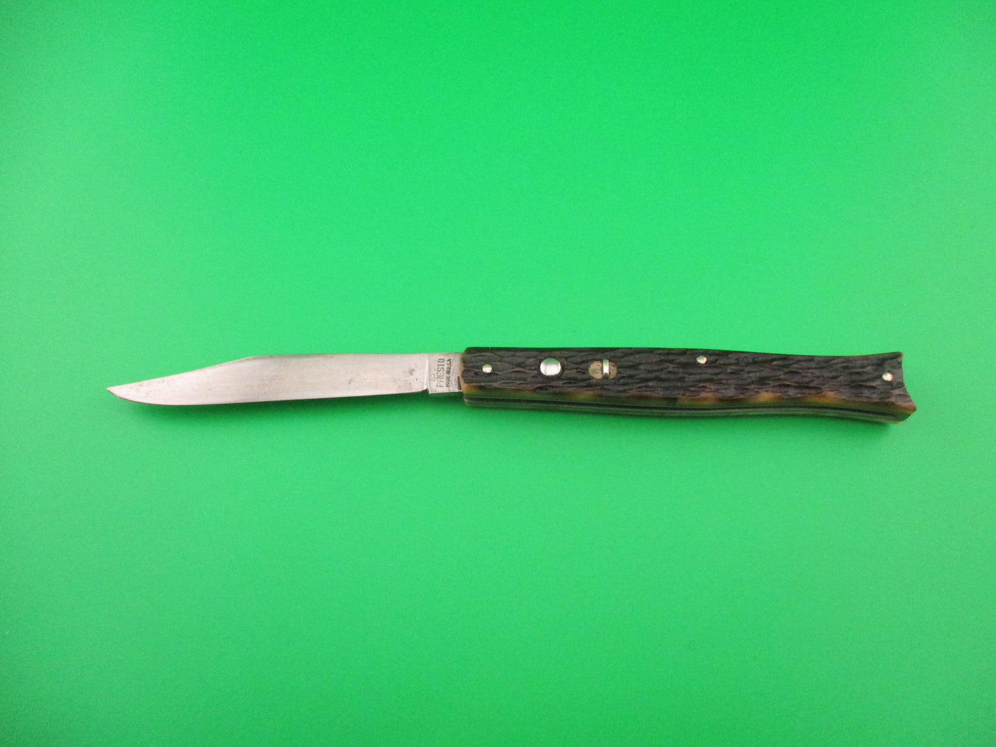 PRESTO #6000S Fishtail Jigged Bone scales Vintage switchblade knife