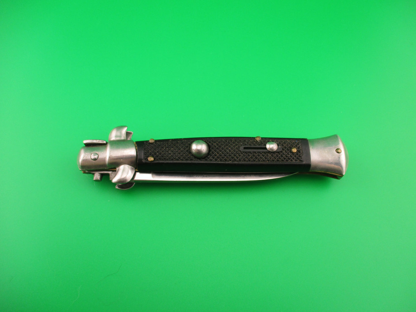 C JUL HERBERTZ 21cm Italian stiletto Black checkered scaled vintage automatic knife