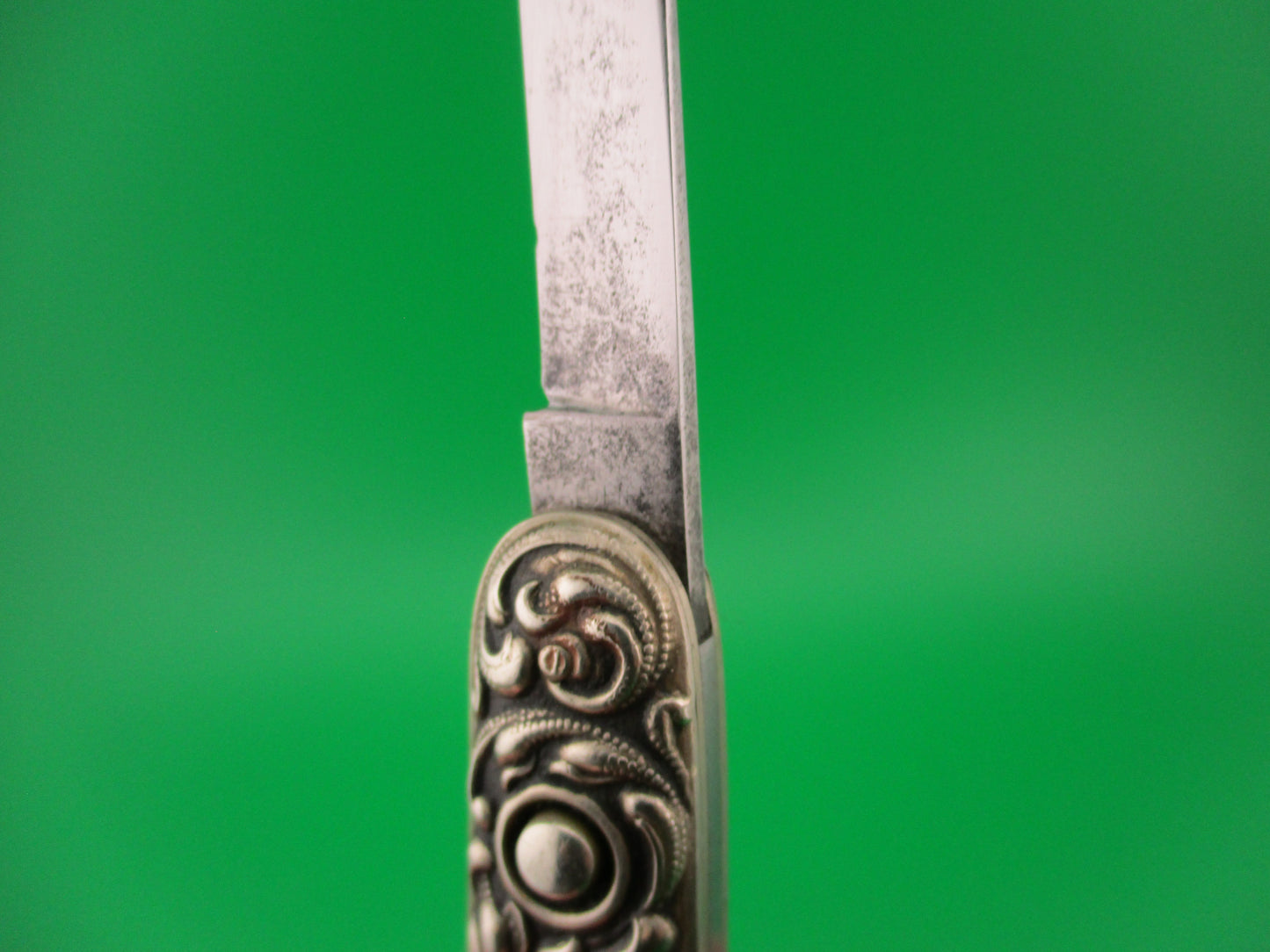 Schrade Cut Co Medium double Scroll Sterling Silver antique automatic knife
