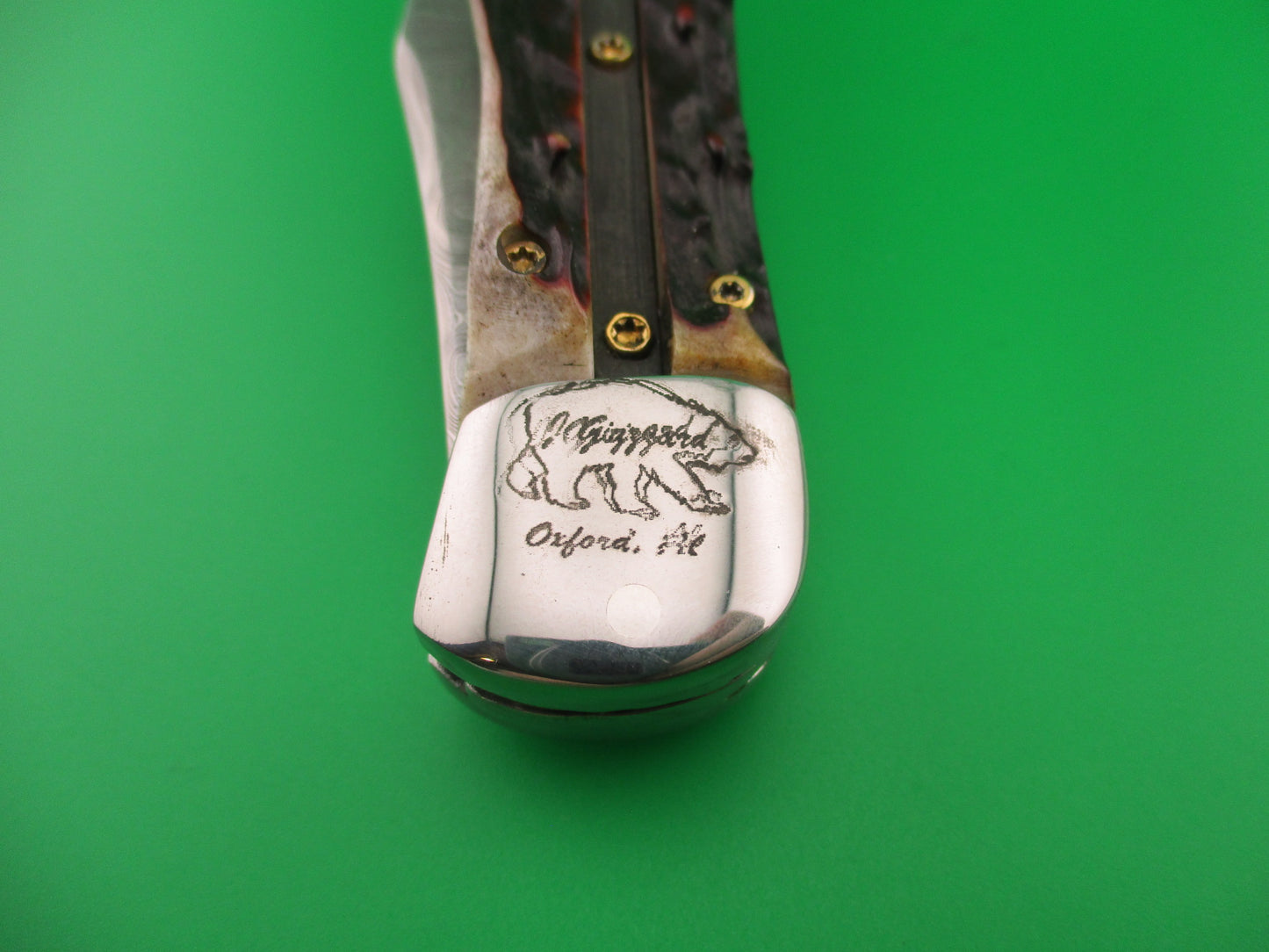 Jim Grizzard CUSTOM WR CASE LEVER Inspired Stag Damascus automatic knife