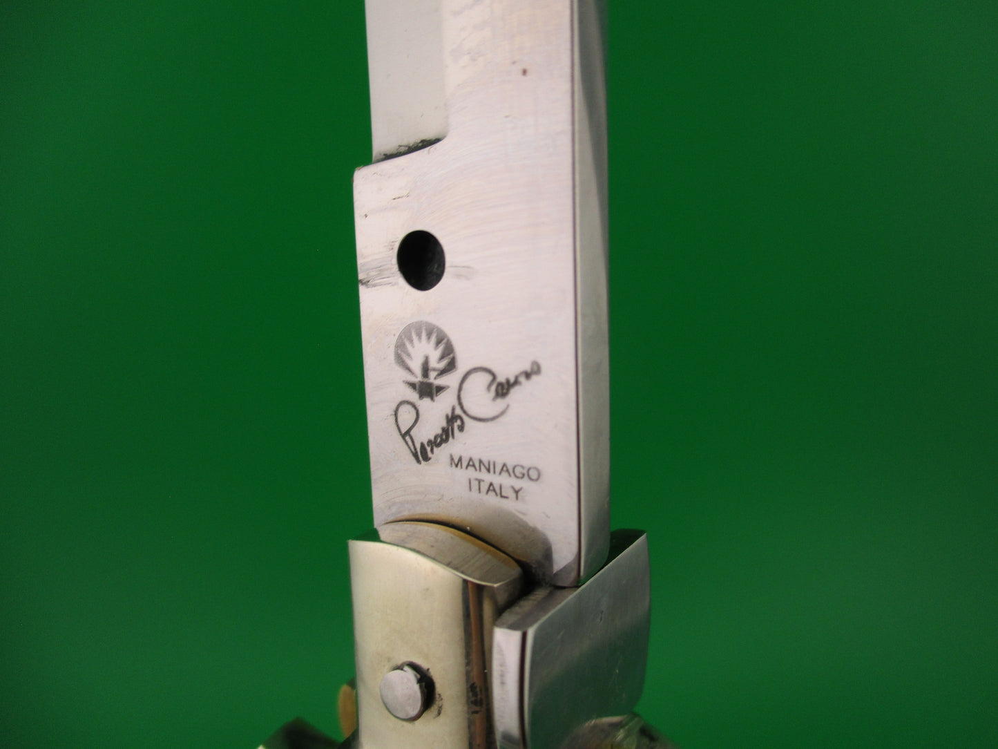 Renzo Pascotto Maniago Italy 30cm Italian Wasp body Picklock Honey Horn automatic knife