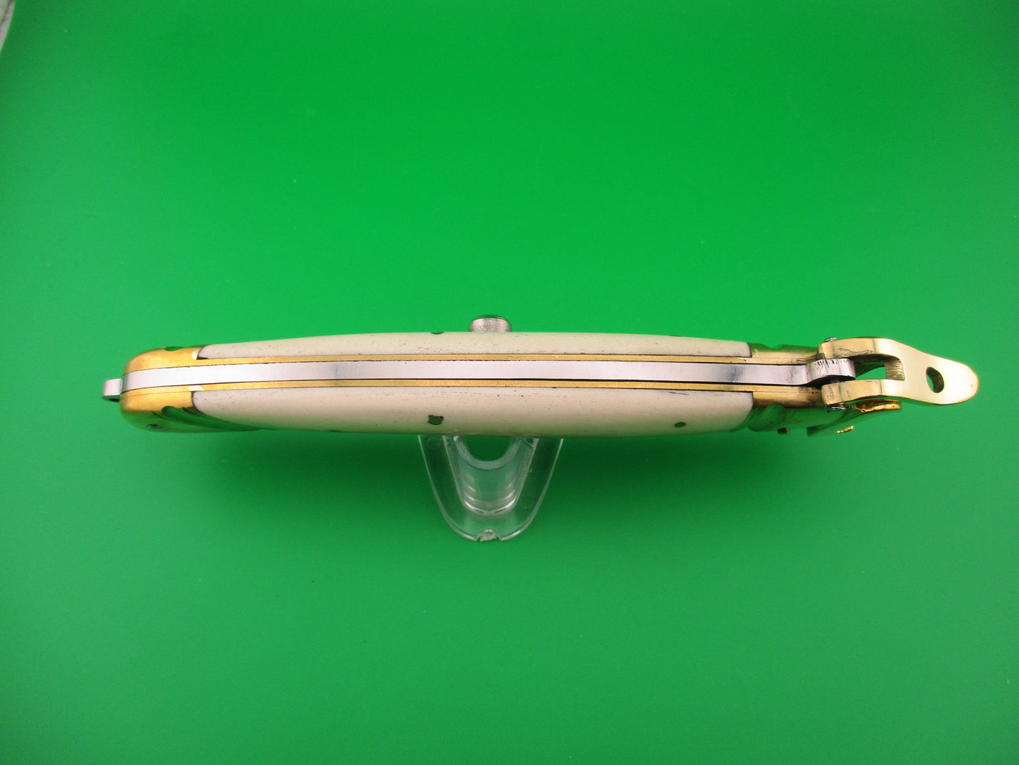 Scarperia Custom 30cm Shell puller Fulcrum Brass & white bone automatic knife