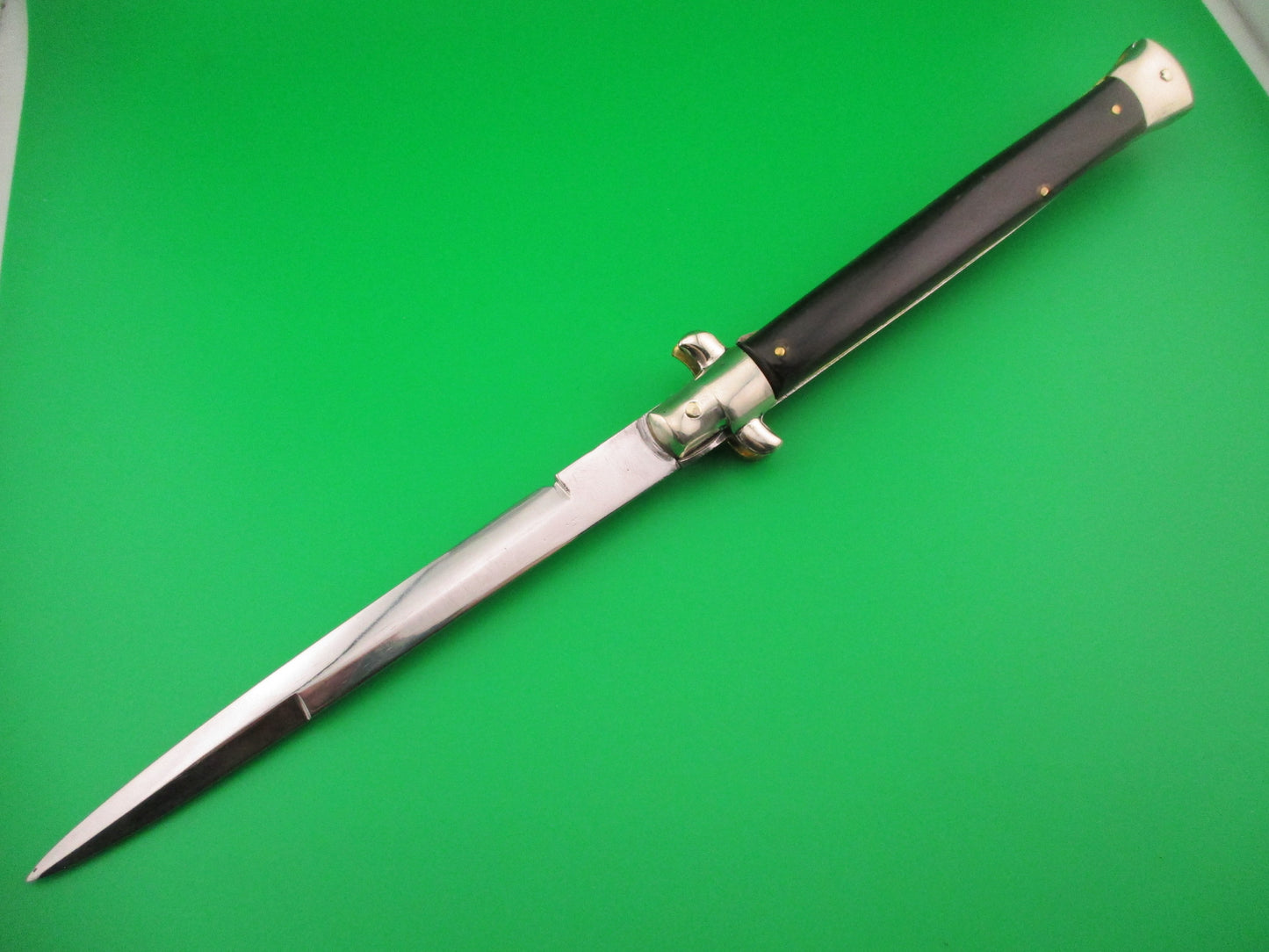 M. ITALY INOX 33cm Italian Picklock 1950s vintage automatic knife brown & cream