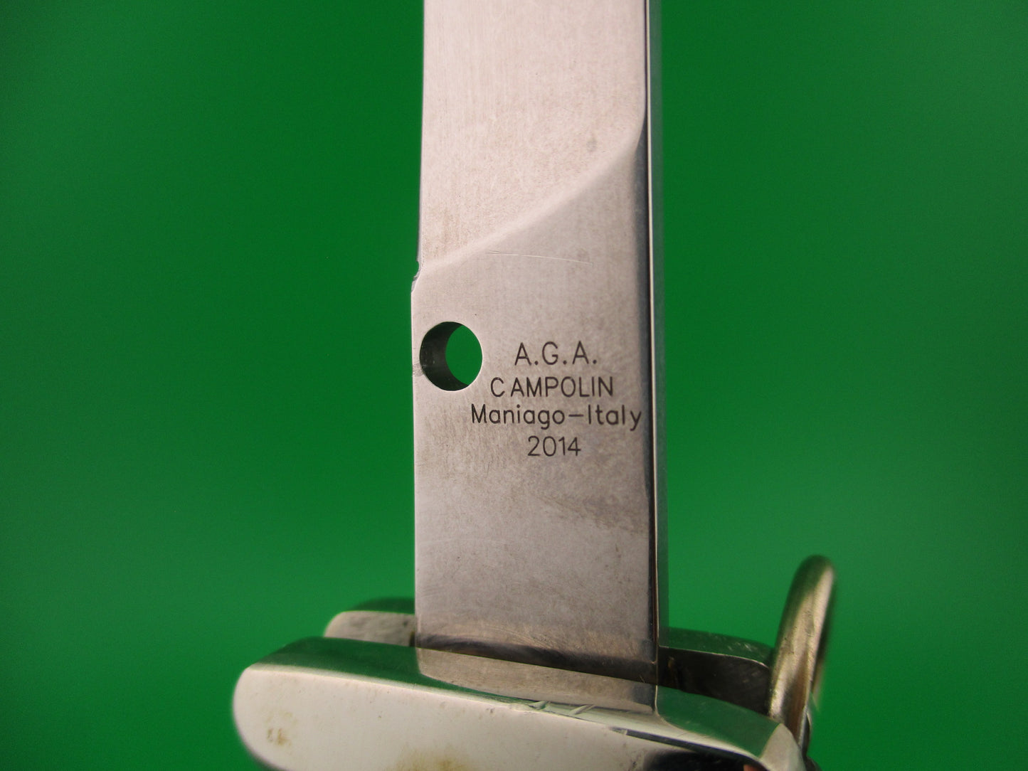 AGA CAMPOLIN Maniago-Italy 2014 22cm Italian Francese Stag Ringpull automatic knife