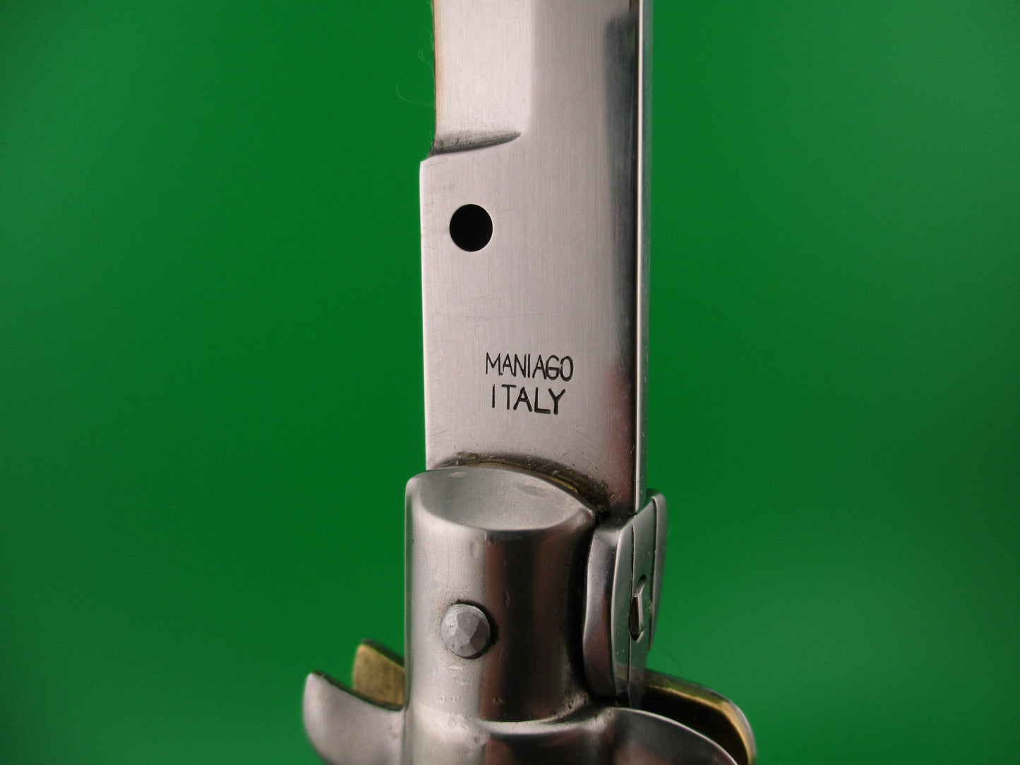 MANIAGO ITALY 33cm Quality Italian Stiletto Stag swivel bolster automatic knife