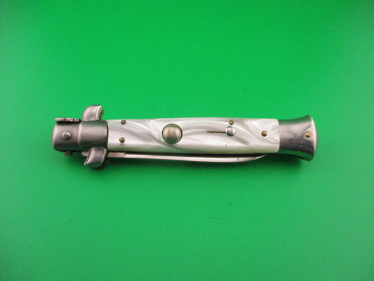 Rostfrei Kissing Crane 21cm Italian Swivel bolster stiletto Pearlex automatic knife