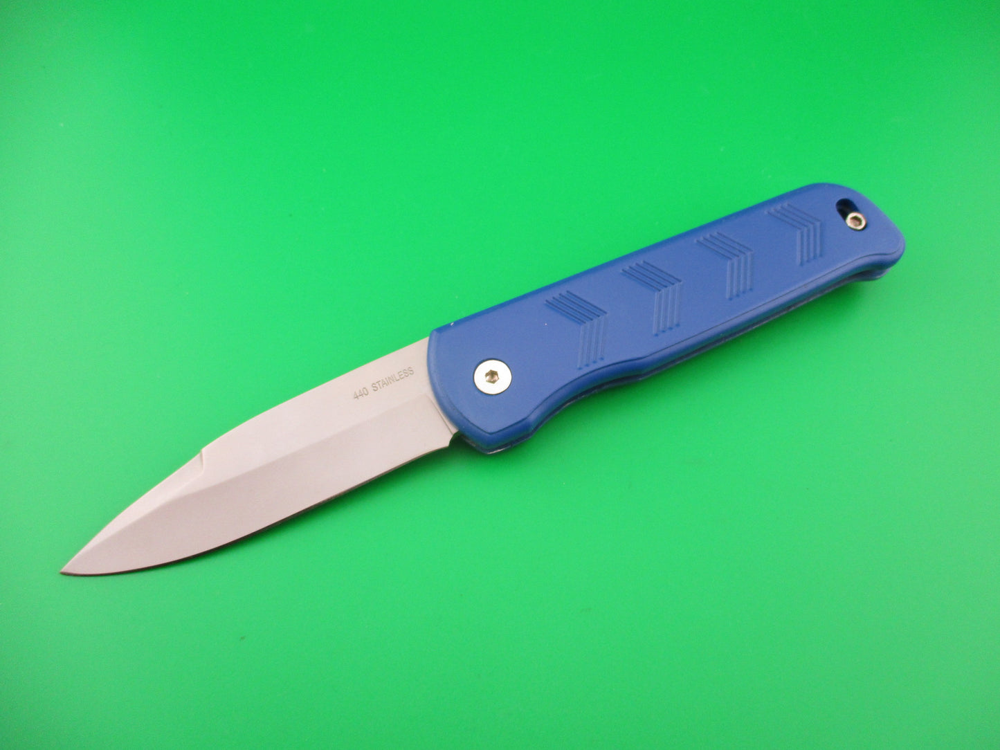 440 Stainless Blue Super Knife all metal scale release automatic knife