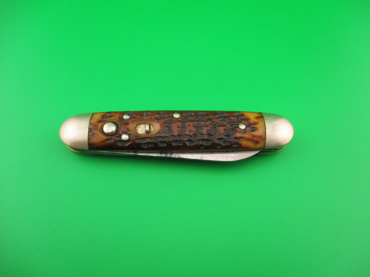 z SHAPLEIGH H.D.W. CO D.E. large 3 3/4" vintage double with leather punch blade