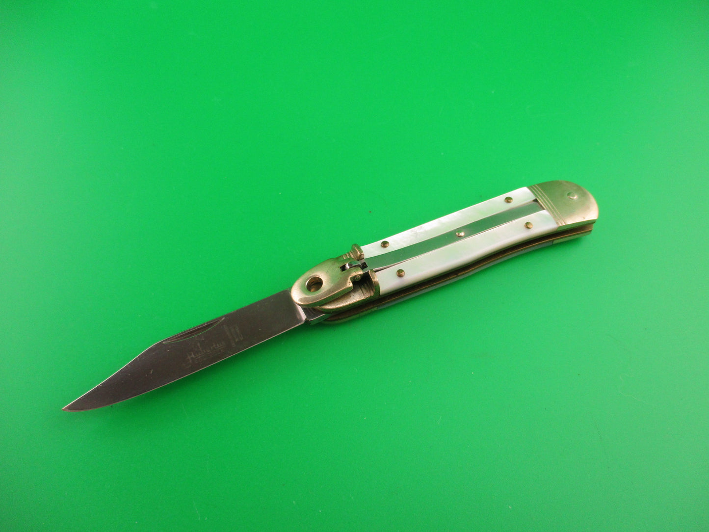 HUBERTUS 8cm German Liliput Lever Pearl MOP automatic knife