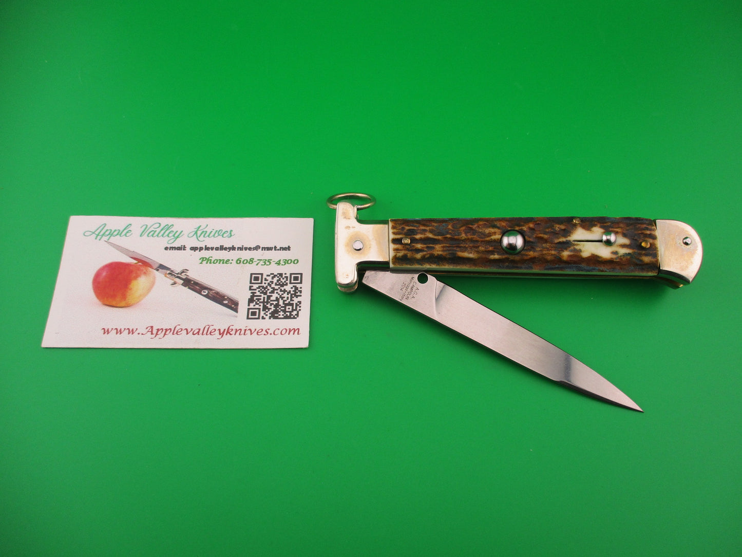 AGA CAMPOLIN Maniago-Italy 2014 22cm Italian Francese Stag Ringpull automatic knife