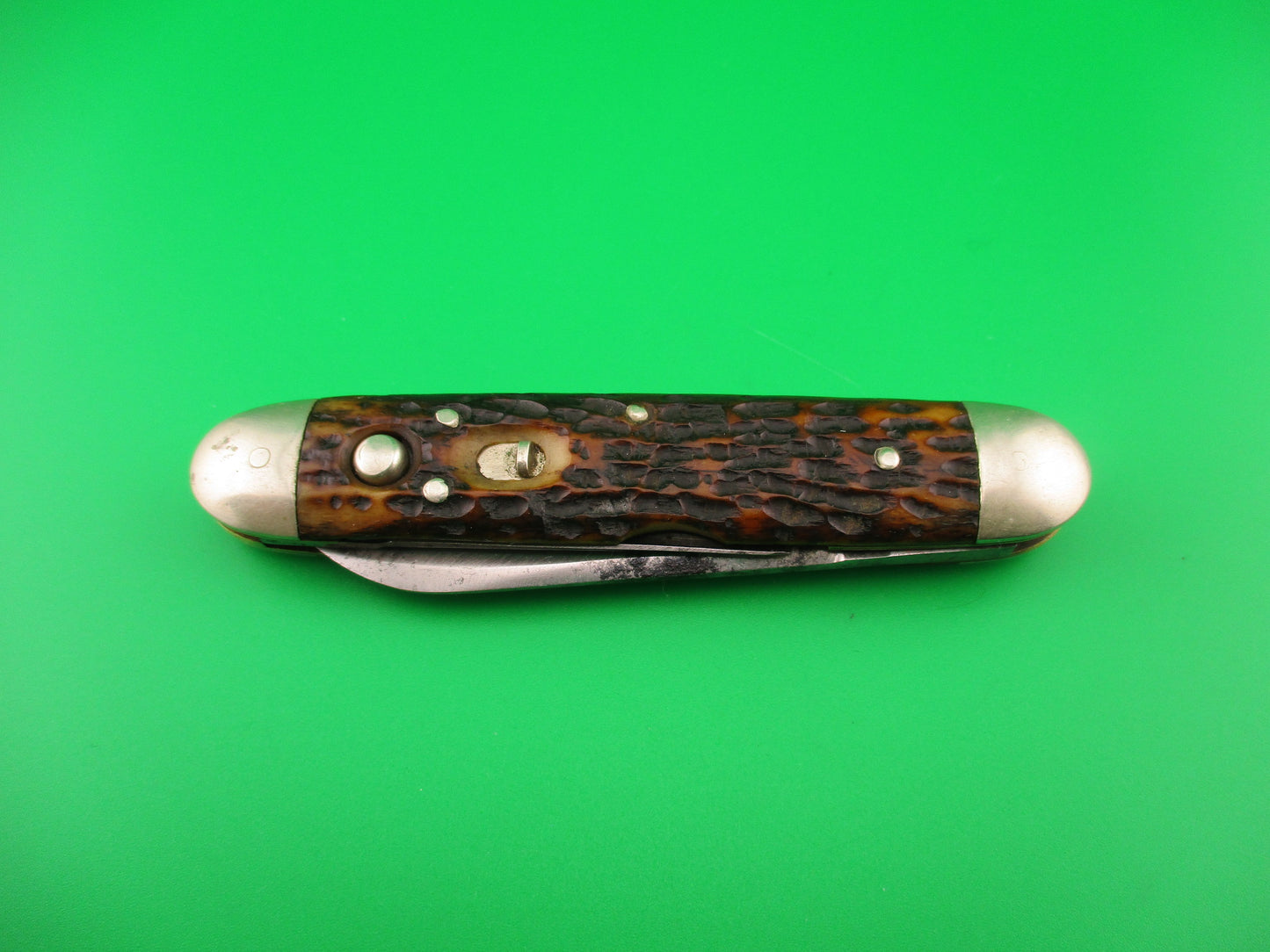 z SHAPLEIGH H.D.W. CO D.E. large 3 3/4" vintage double with leather punch blade