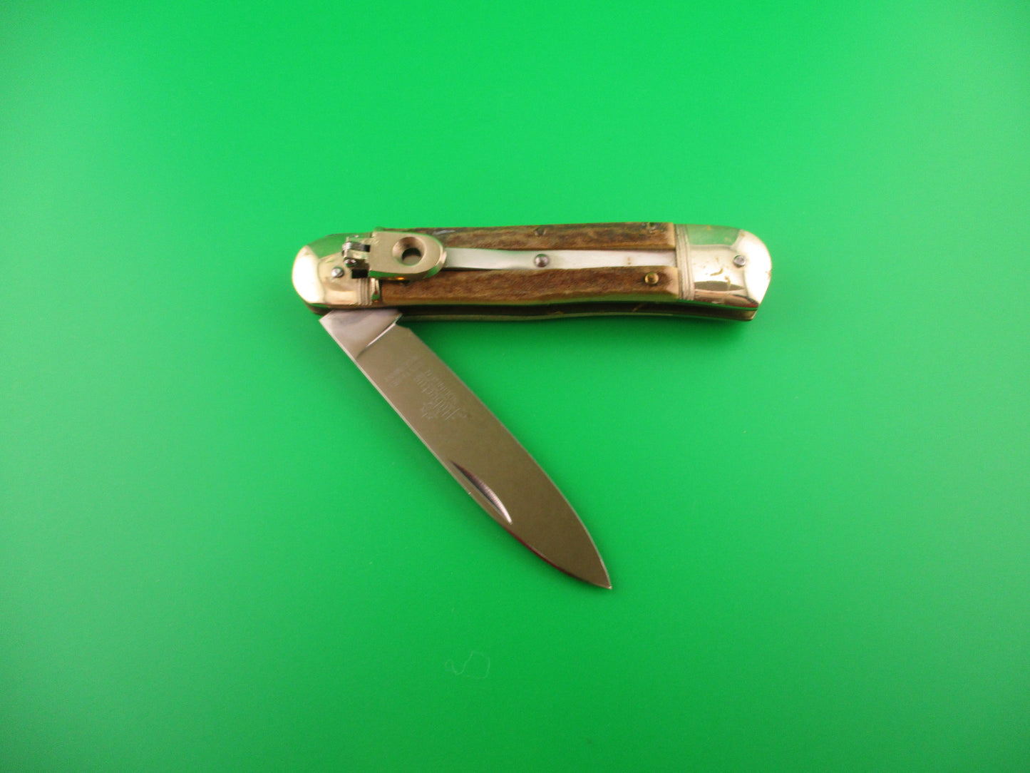 HUBERTUS SOLINGEN 11cm West German Lever Stag Camper automatic knife