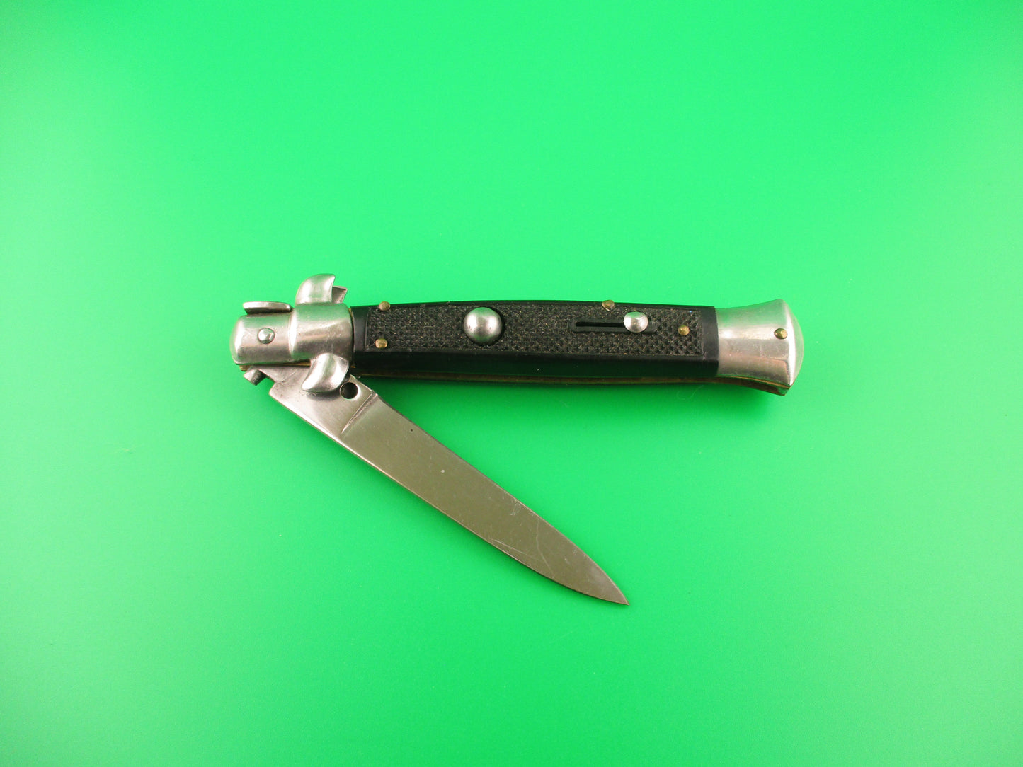 C JUL HERBERTZ 21cm Italian stiletto Black checkered scaled vintage automatic knife