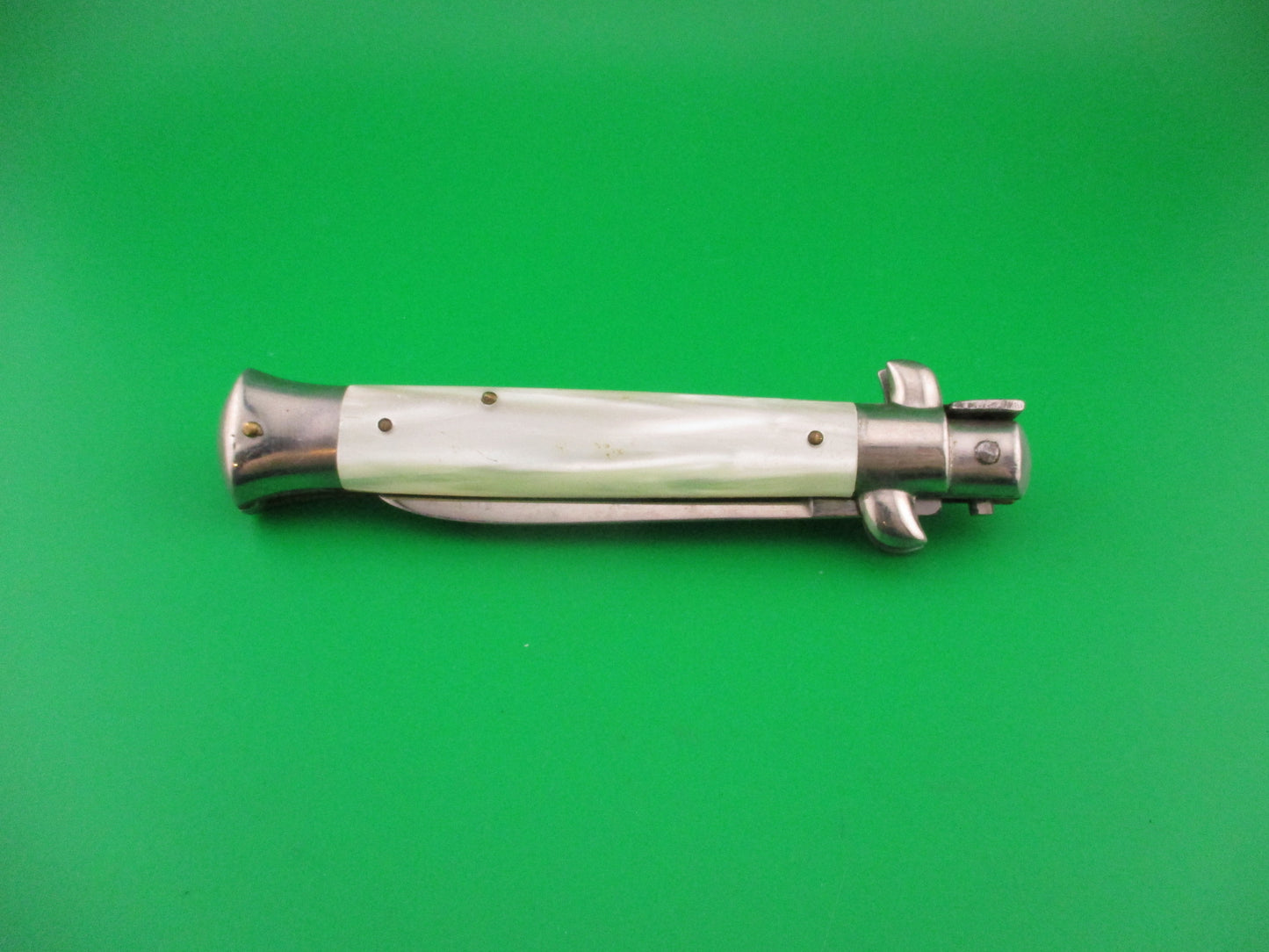 Rostfrei Kissing Crane 21cm Italian Swivel bolster stiletto Pearlex automatic knife