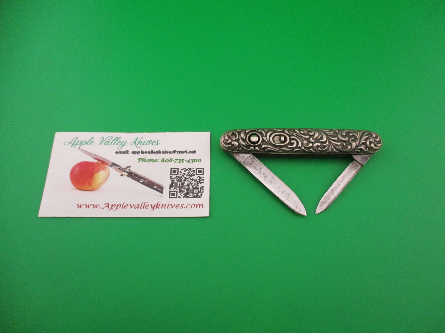 Schrade Cut Co Medium double Scroll Sterling Silver antique automatic knife