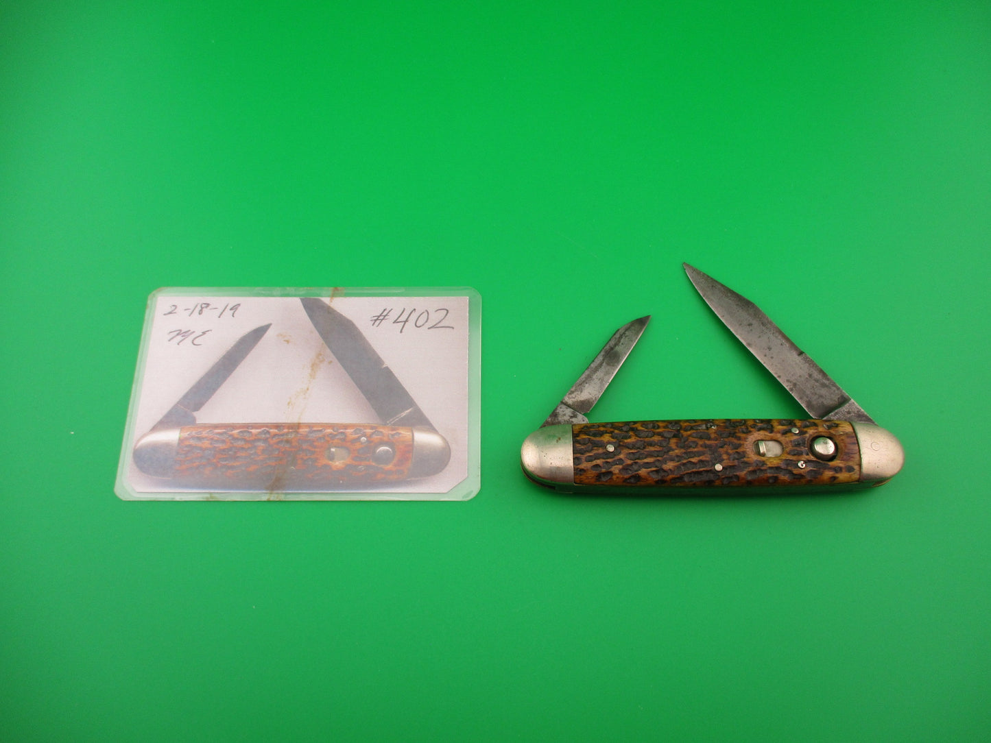 Schrade Cut Co early large Bone double full bolsters 7503 3/4B automatic Book knife