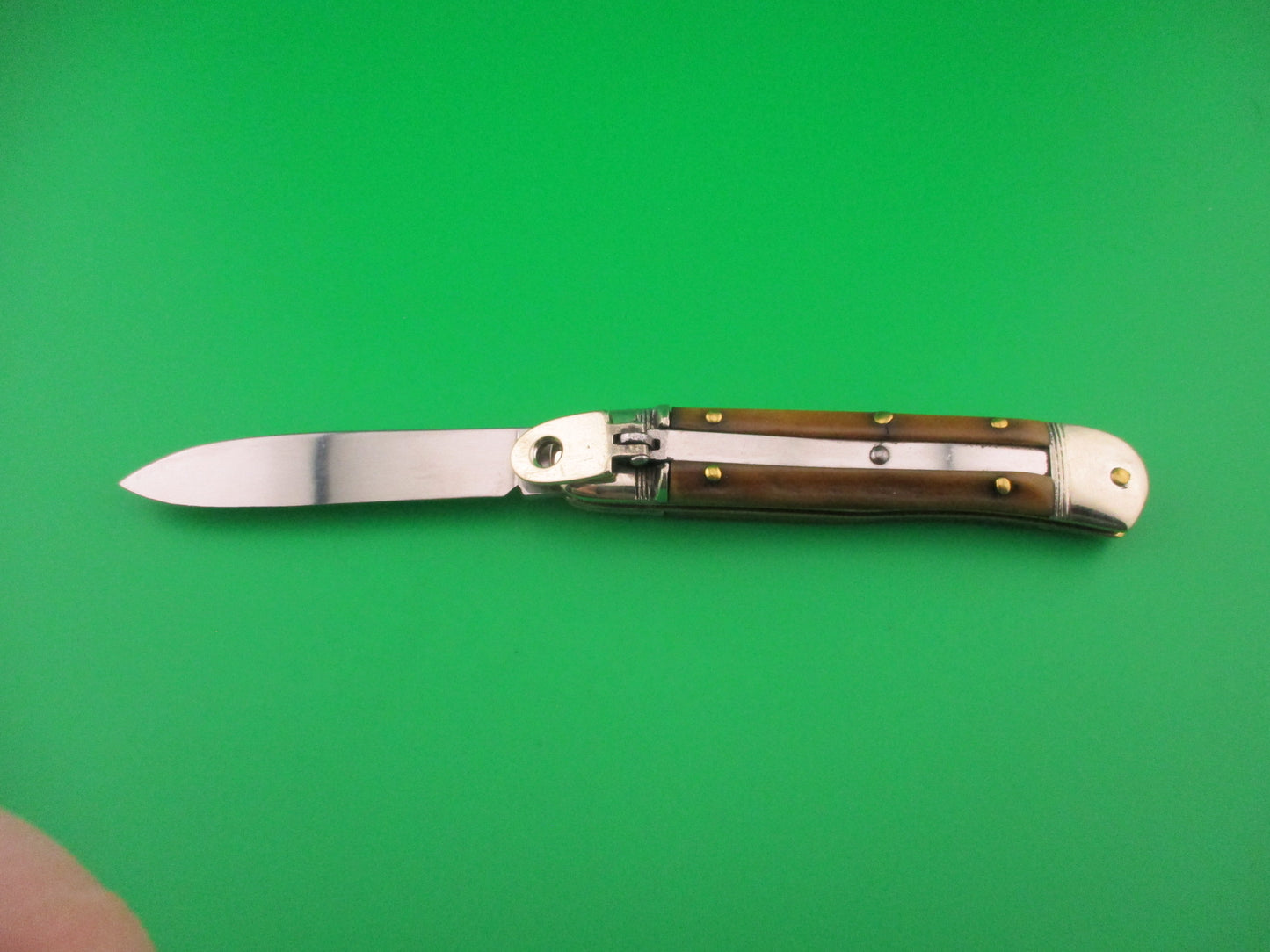Bonsa SOLINGEN (slant) 10cm German Lever Stag vintage automatic knife