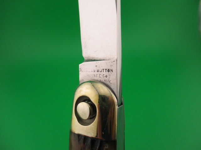 Press Button Knife Co #1000 INVINCIBLE antique bone handled switchblade knife