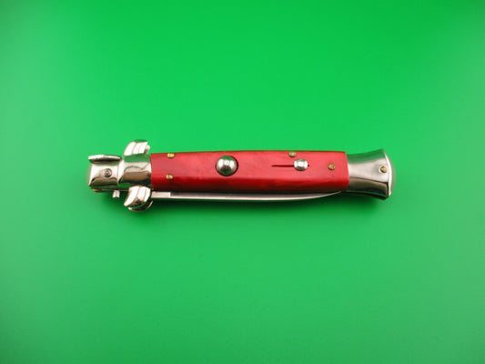 Gustav Branner ROSTFREI 21cm Italian Swivel bolster Red acrylic automatic knife