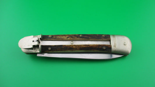 ROSTFREI KISSING CRANE 11cm German Lever Stag vintage automatic knife