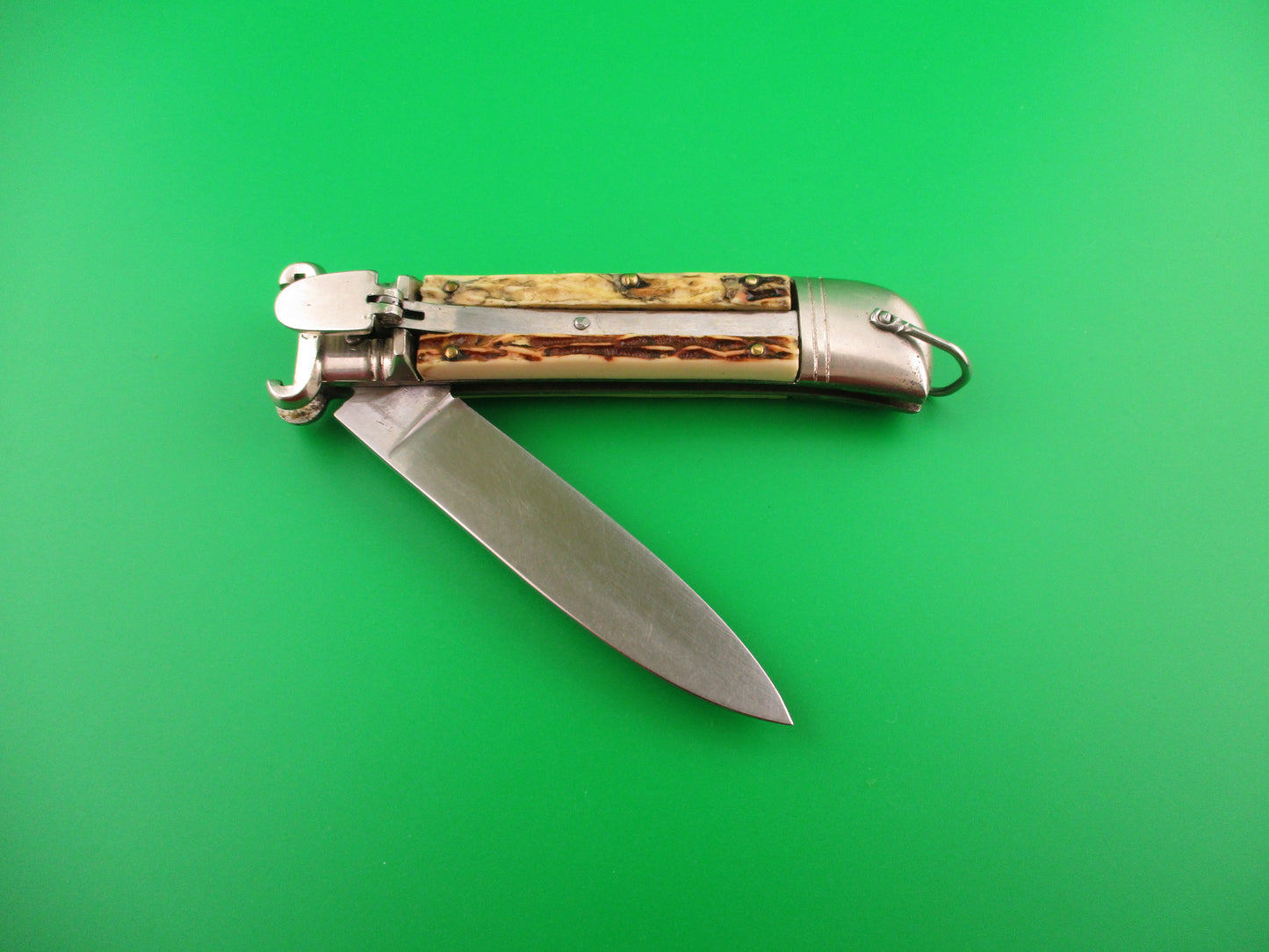 DELBENA & FIGLI MANIAGO 20cm Italian Shell Puller Lever Faux Stag automatic knife