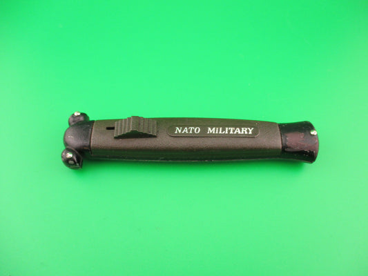 STAINLESS STEEL 20cm NATO MILITARY DA OTF green automatic knife black bolsters