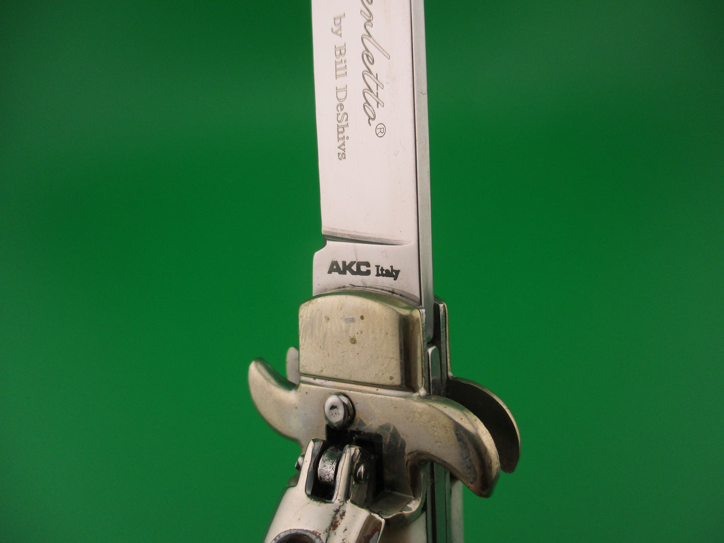 Leverletto by Bill DeShivs AKC Italy 20cm Italian Stag lever guards automatic knife