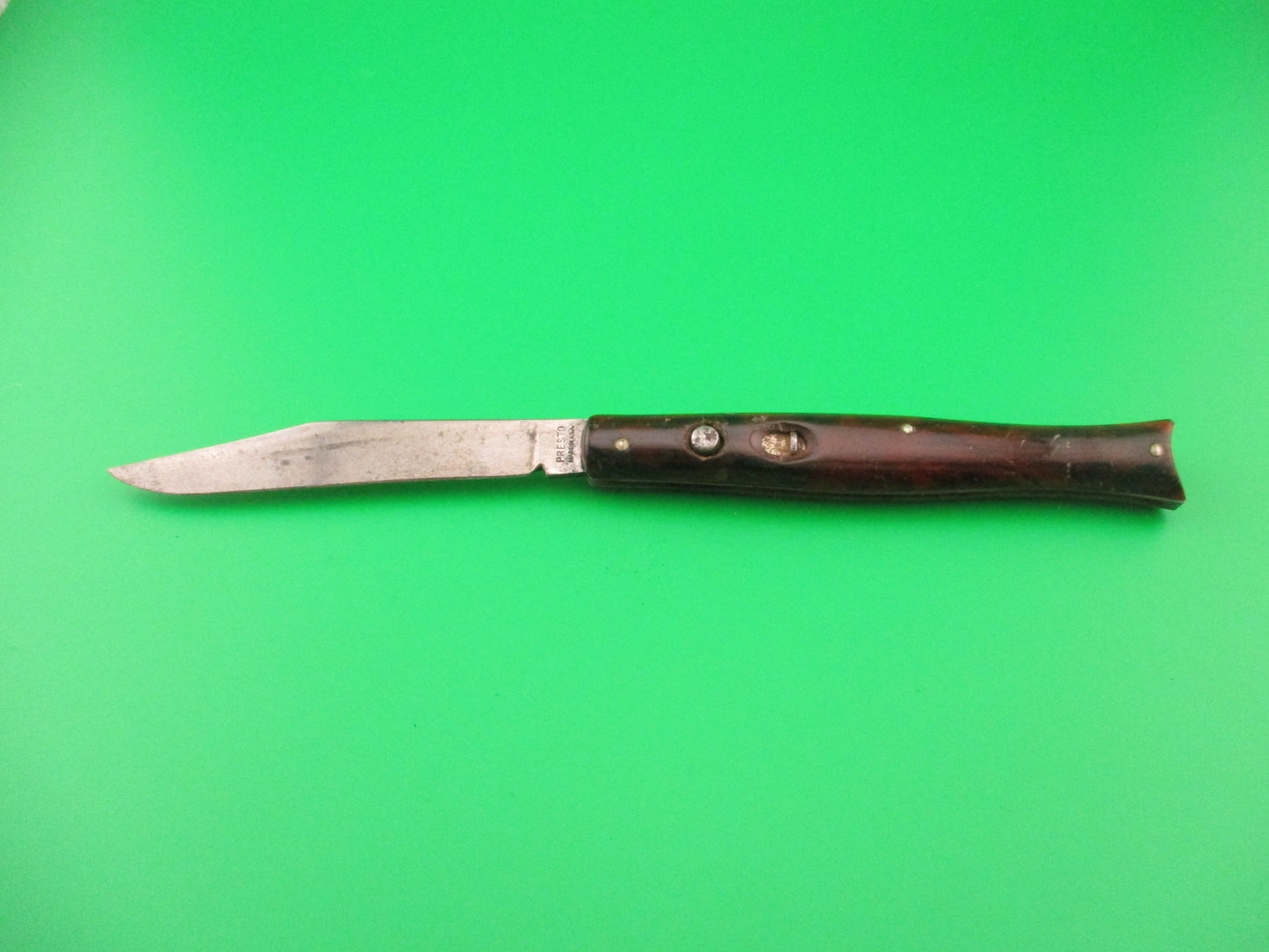 PRESTO Fishtail #6000 Cocobolo celluloid 1940s vintage switchblade knife