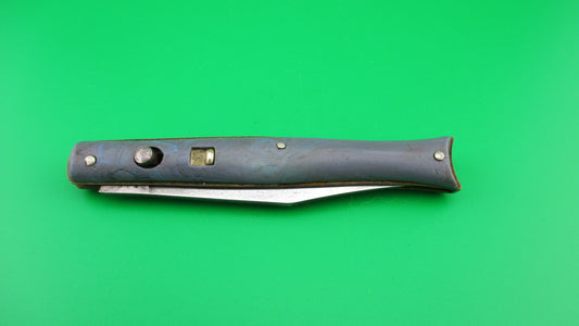 Edgemaster Fishtail Blue Multi color swirl 1950s vintage switchblade knife