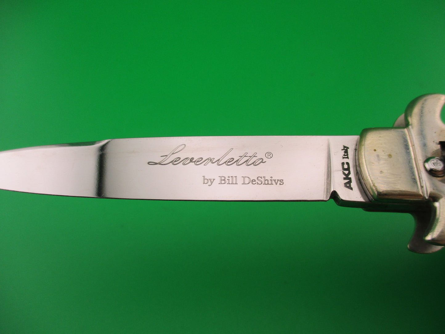 Leverletto by Bill DeShivs AKC Italy 20cm Italian Stag lever guards automatic knife