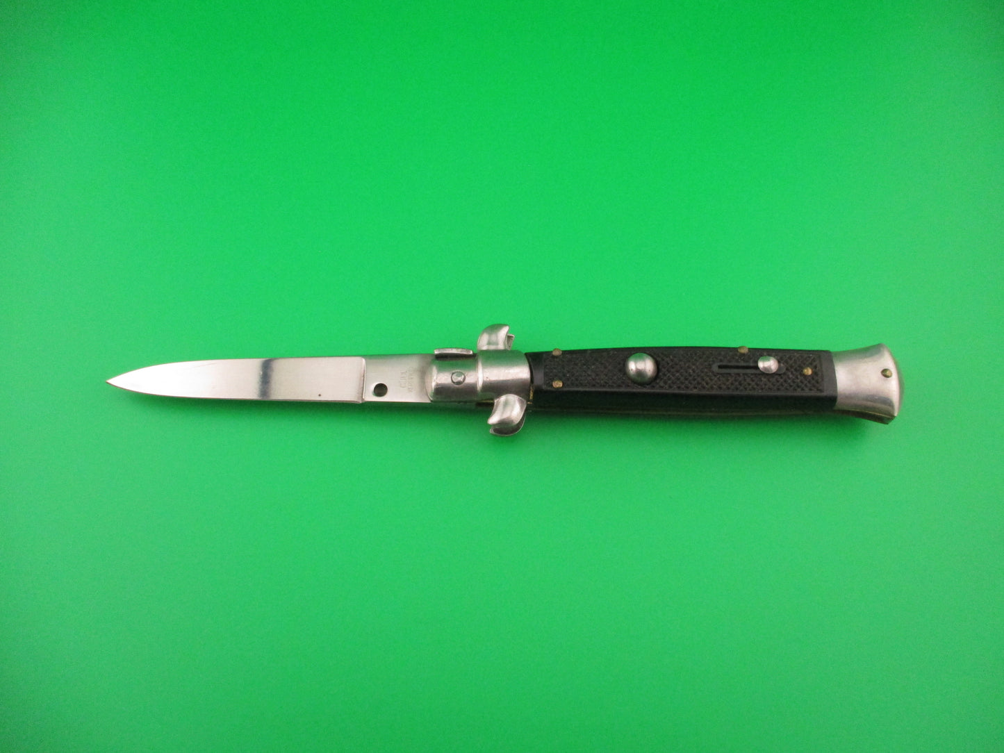 C JUL HERBERTZ 21cm Italian stiletto Black checkered scaled vintage automatic knife