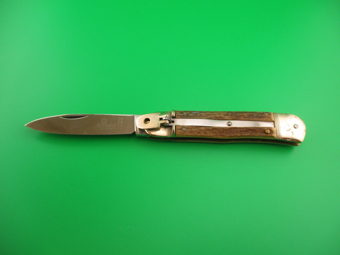 HUBERTUS SOLINGEN 11cm West German Lever Stag Camper automatic knife