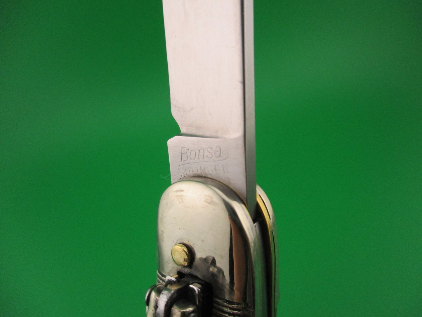Bonsa SOLINGEN (slant) 10cm German Lever Stag vintage automatic knife