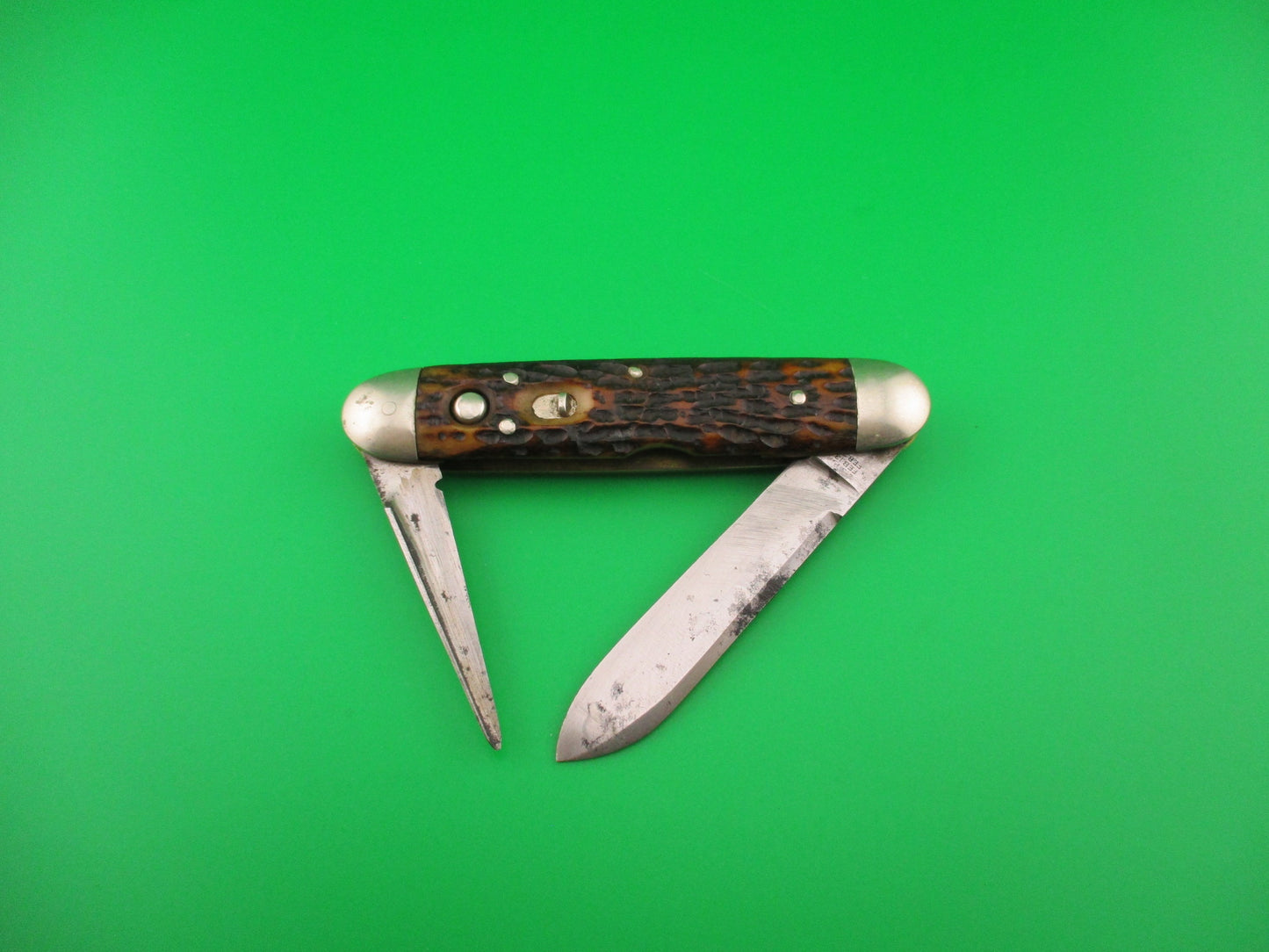 z SHAPLEIGH H.D.W. CO D.E. large 3 3/4" vintage double with leather punch blade