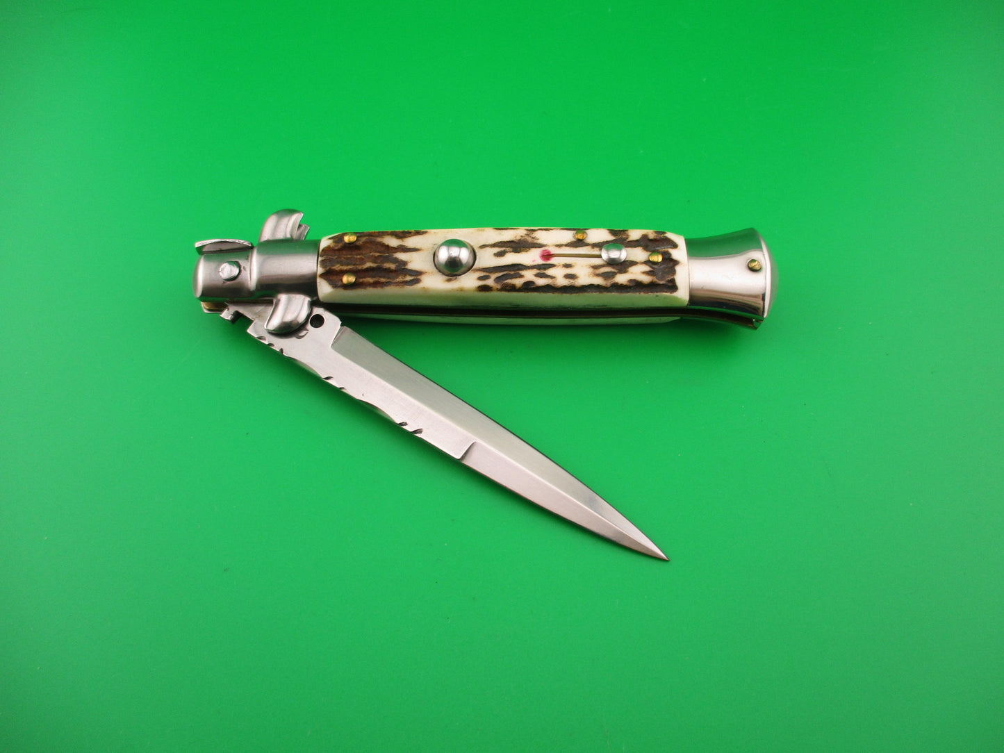 AB ITALY 23cm Italian Picklock stiletto Stag bayonet blade automatic knife