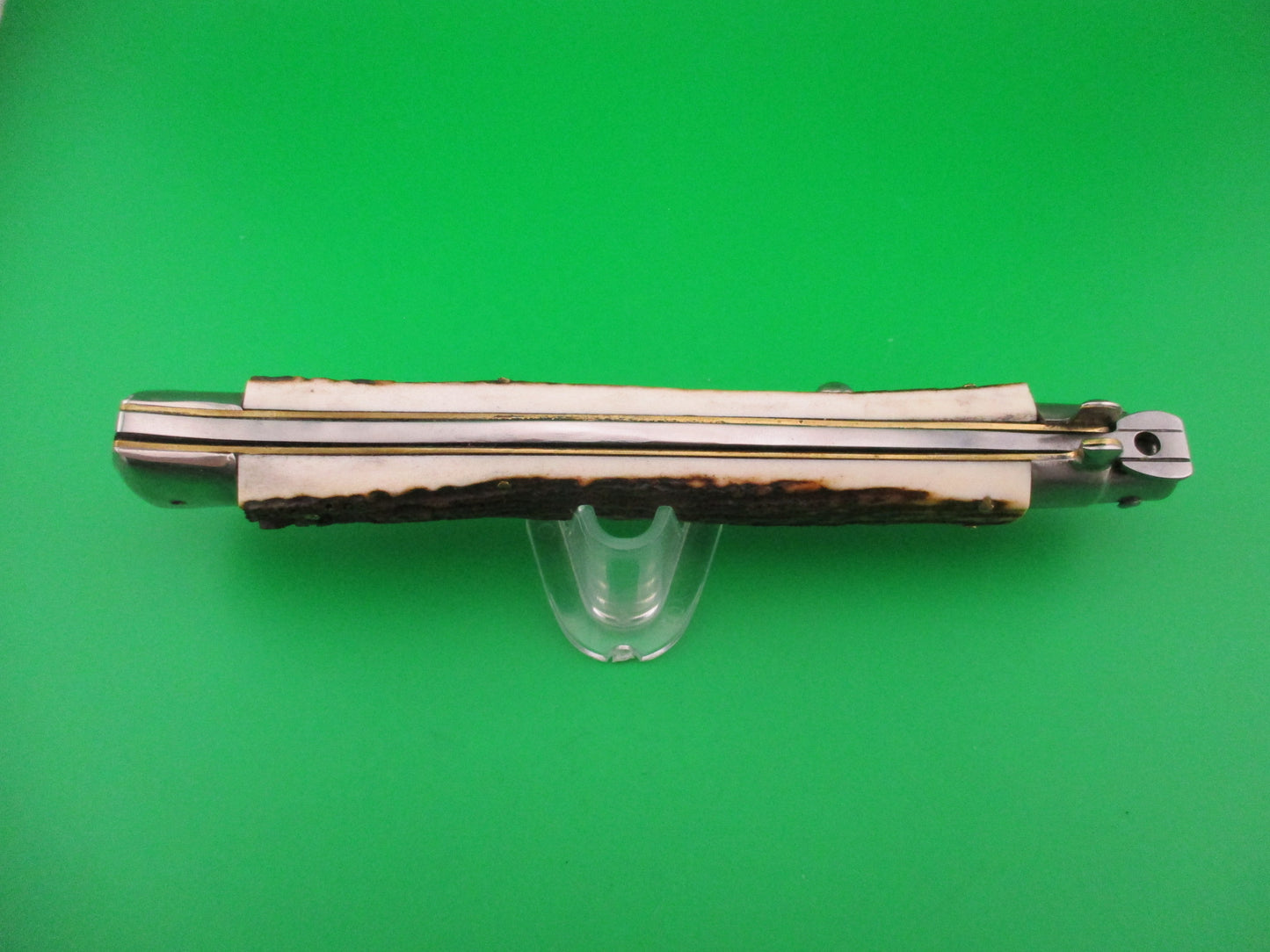 MANIAGO ITALY 33cm Quality Italian Stiletto Stag swivel bolster automatic knife