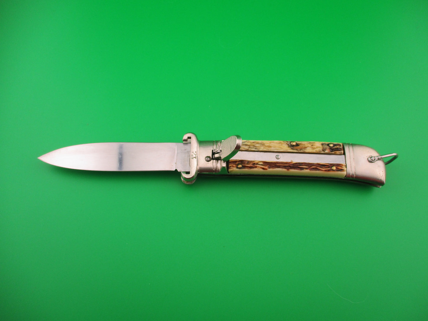 DELBENA & FIGLI MANIAGO 20cm Italian Shell Puller Lever Faux Stag automatic knife