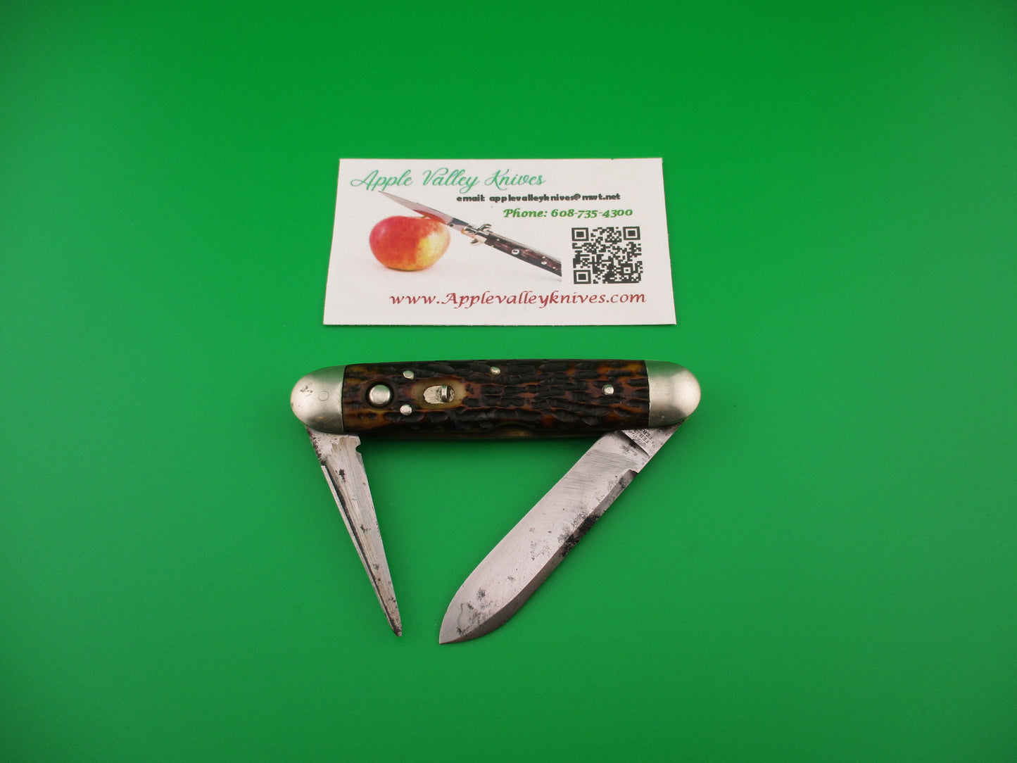z SHAPLEIGH H.D.W. CO D.E. large 3 3/4" vintage double with leather punch blade