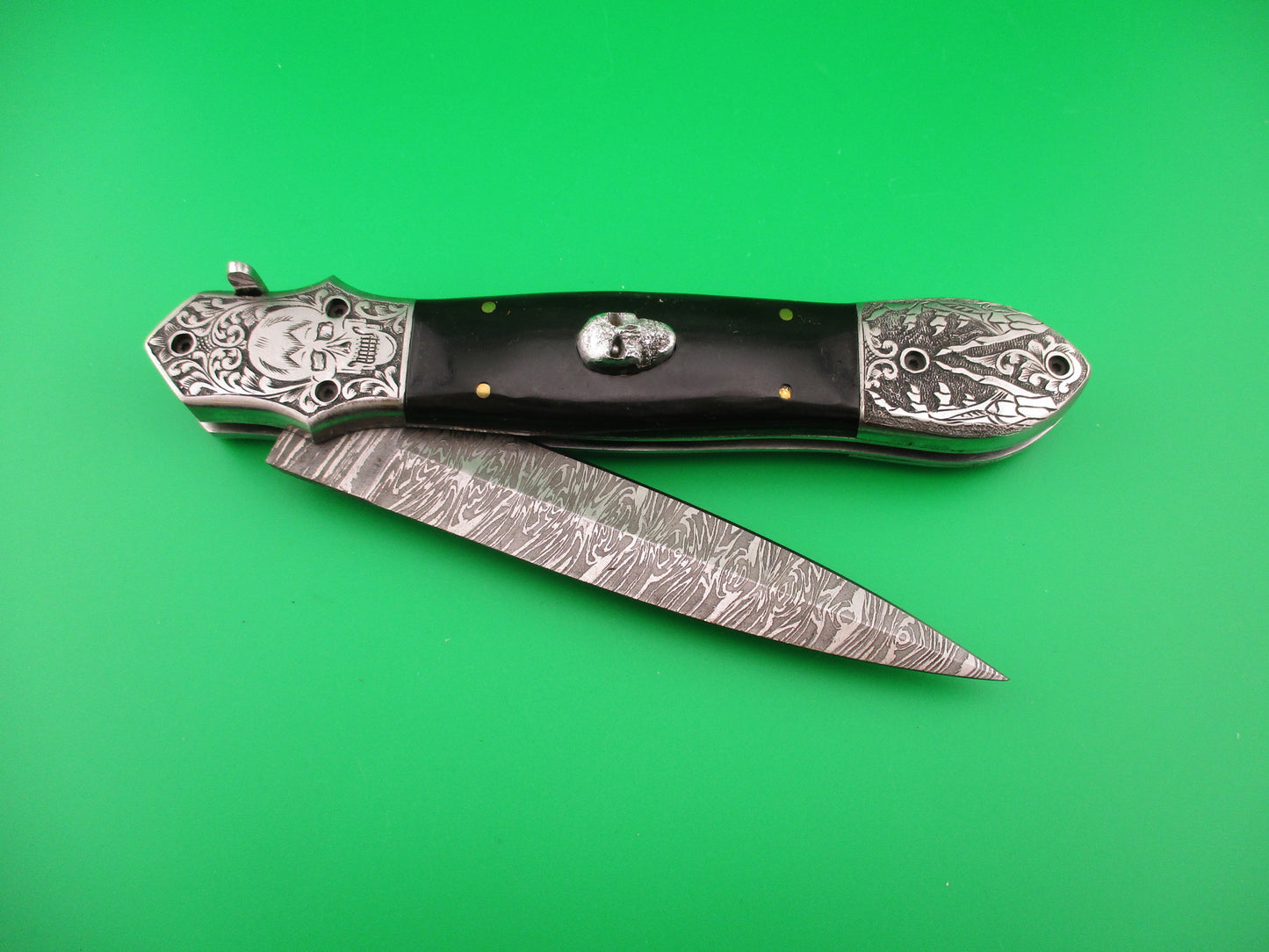 Grim Reaper Skull Button 29cm Custom Automatic Knife by Orang Zaib