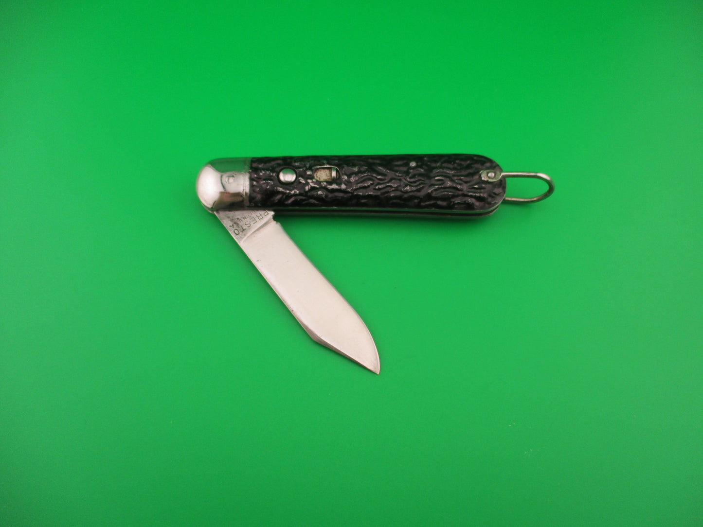 Presto paratrooper style All metal handle black vintage switchblade knife USA