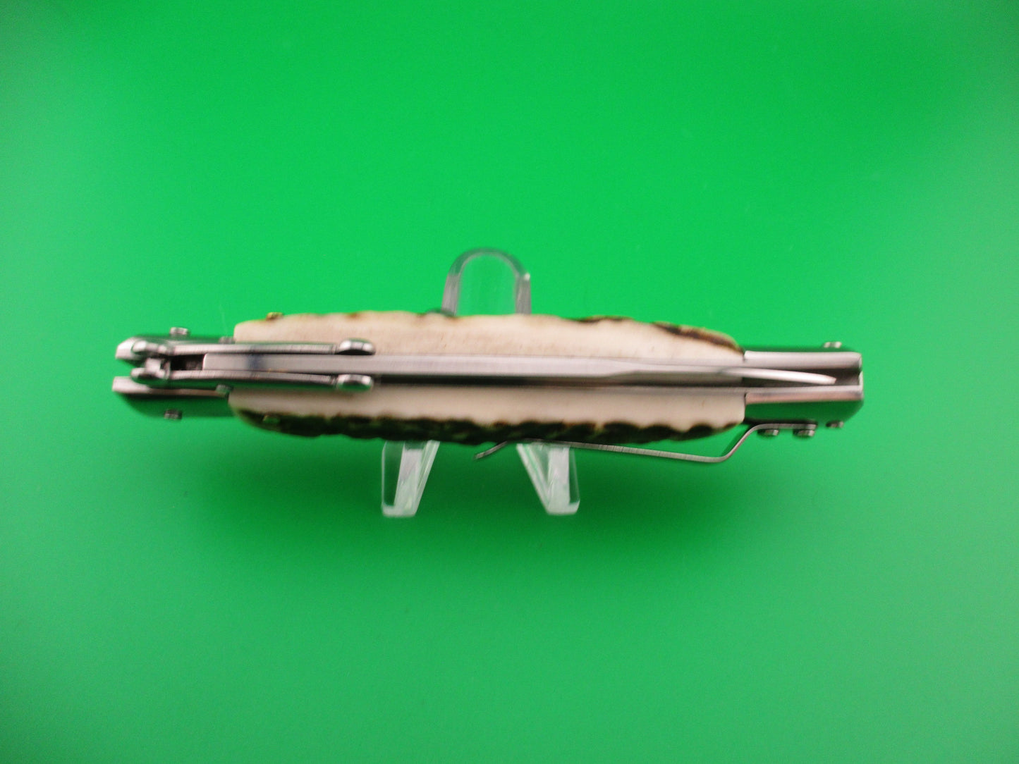 AKC WORLD 23cm Italian Style Stag Swing Guard automatic knife