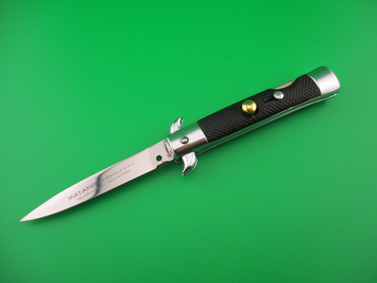 18cm Spanish MATADOR Coilspring Lockback curved guards automatic knife Etched