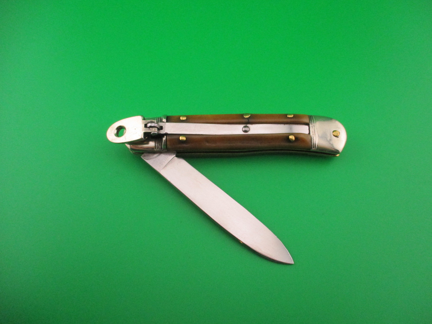 Bonsa SOLINGEN (slant) 10cm German Lever Stag vintage automatic knife