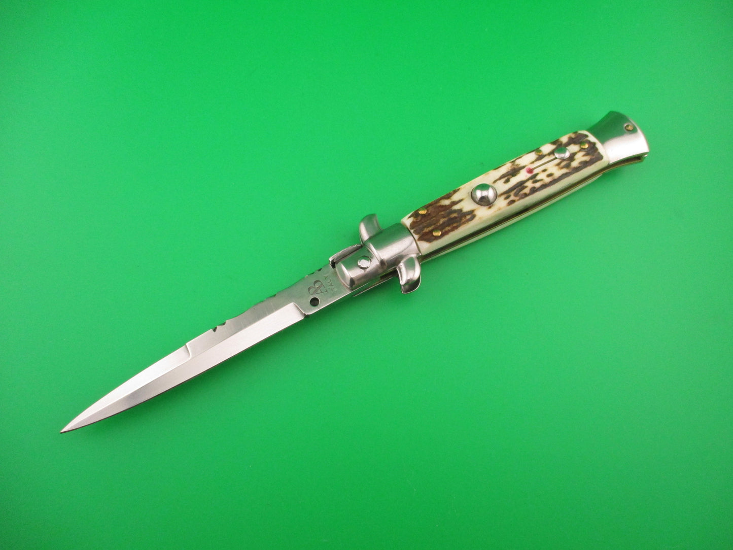 AB ITALY 23cm Italian Picklock stiletto Stag bayonet blade automatic knife