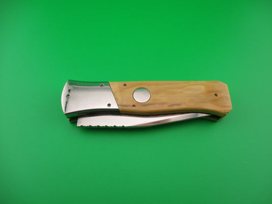 Custom 23cm Round flush button Saber clip blade Mastodon w filework automatic knife #3 Afaaq