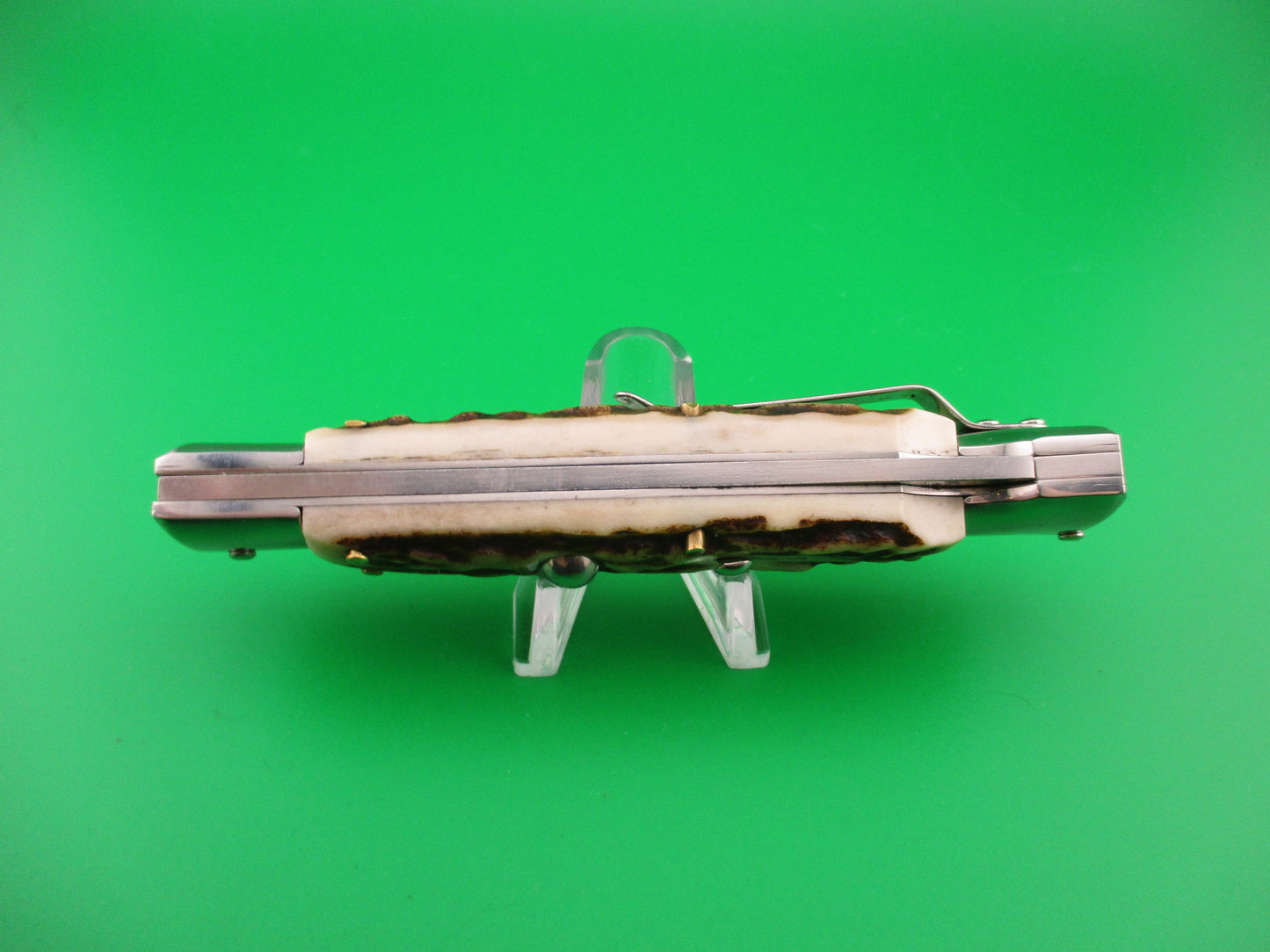 AKC WORLD 23cm Italian Style Stag Swing Guard automatic knife