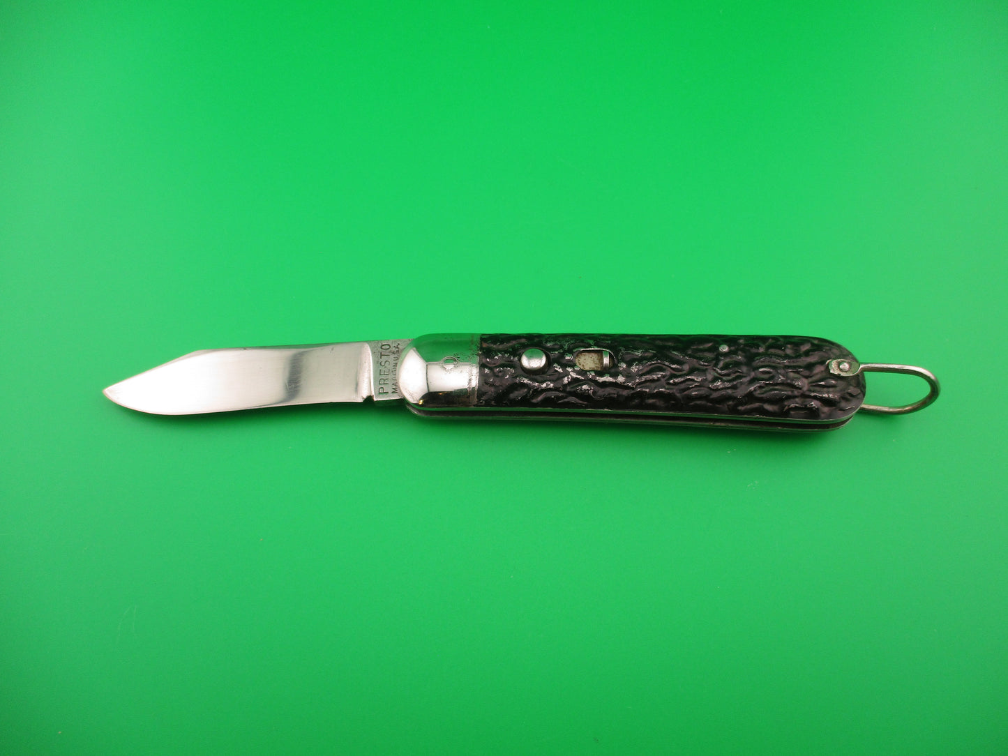 Presto paratrooper style All metal handle black vintage switchblade knife USA