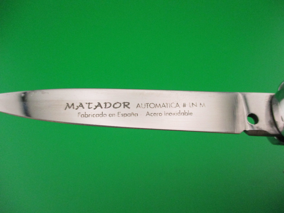 18cm Spanish MATADOR Coilspring Lockback curved guards automatic knife Etched